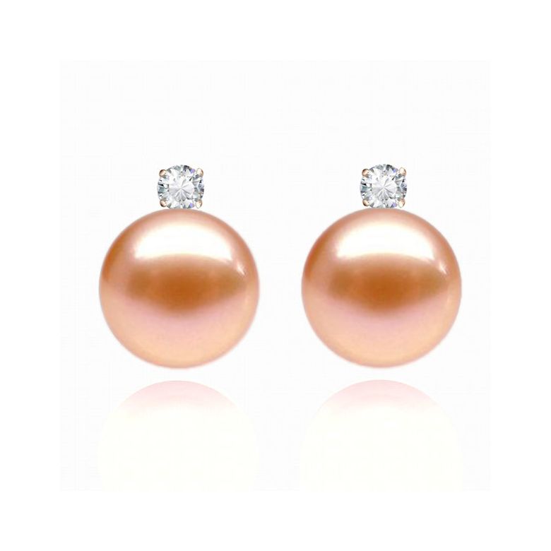 Orecchini Castelli Oro Rosa 18kt, Perla di Acqua Dolce Rosa 9/9.5mm - 1