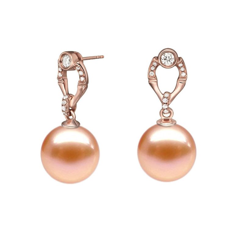 Orecchini Otatea Oro Rosa 18kt, Perla di Acqua Dolce Rosa 9/9.5mm - 1