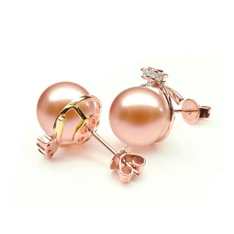Orecchini Chapeau Demoiselle Oro Rosa 18kt, Perla di Acqua Dolce Rosa 9/9.5mm - 2