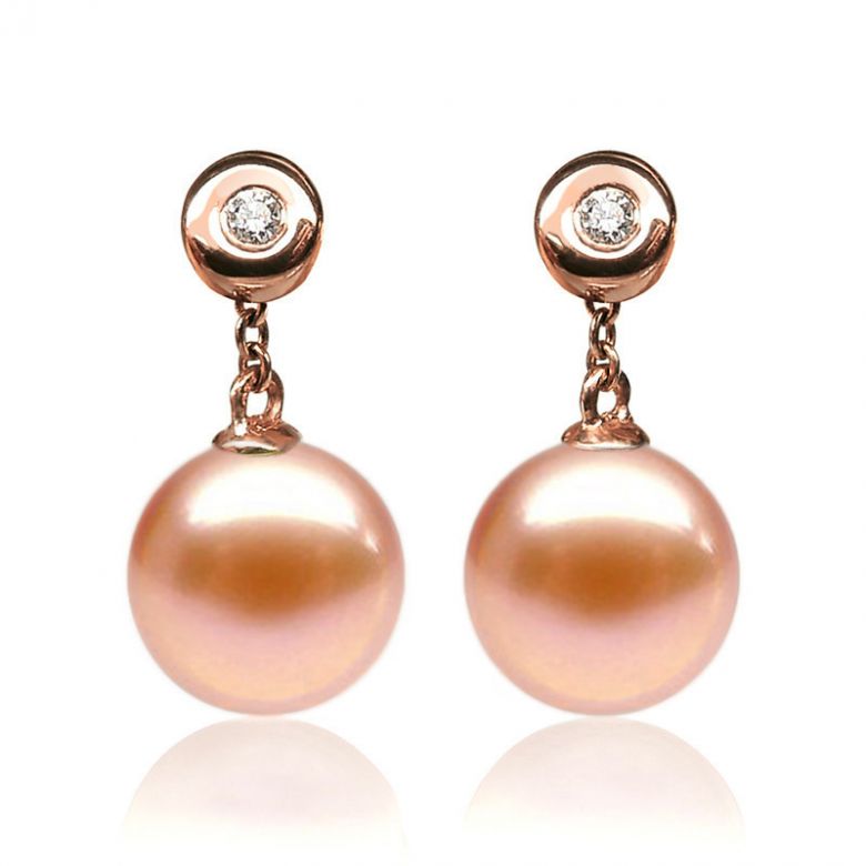 Orecchini Albrizzi Oro Rosa 18kt, Perla di Acqua Dolce Rosa 9/9.5mm - 1