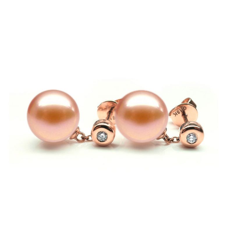 Orecchini Albrizzi Oro Rosa 18kt, Perla di Acqua Dolce Rosa 9/9.5mm - 2