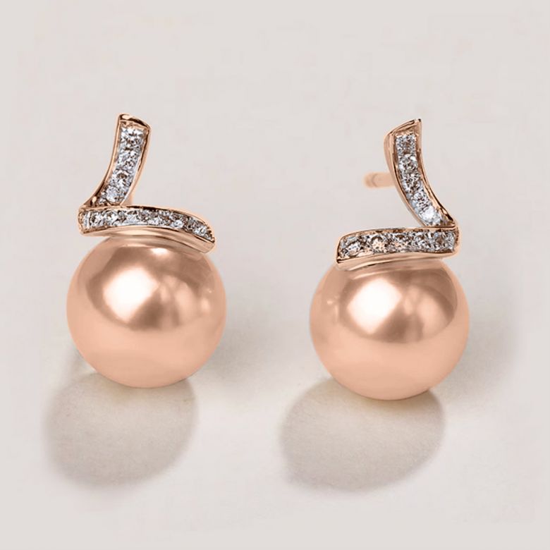 Orecchini Ondine Oro Rosa 18kt, Perla di Acqua Dolce Rosa 10/10.5mm - 2