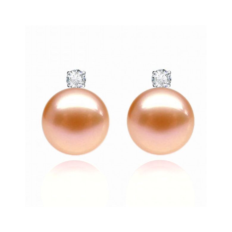 Orecchini Castelli Oro Bianco 18kt, Perla di Acqua Dolce Rosa 9/9.5mm - 1