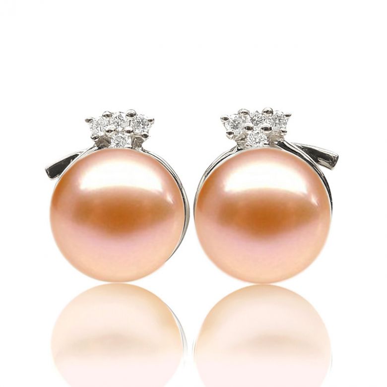Orecchini Chapeau Demoiselle Oro Bianco 18kt, Perla di Acqua Dolce Rosa 9/9.5mm - 1