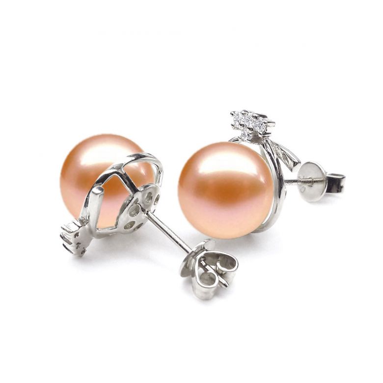 Orecchini Chapeau Demoiselle Oro Bianco 18kt, Perla di Acqua Dolce Rosa 9/9.5mm - 2