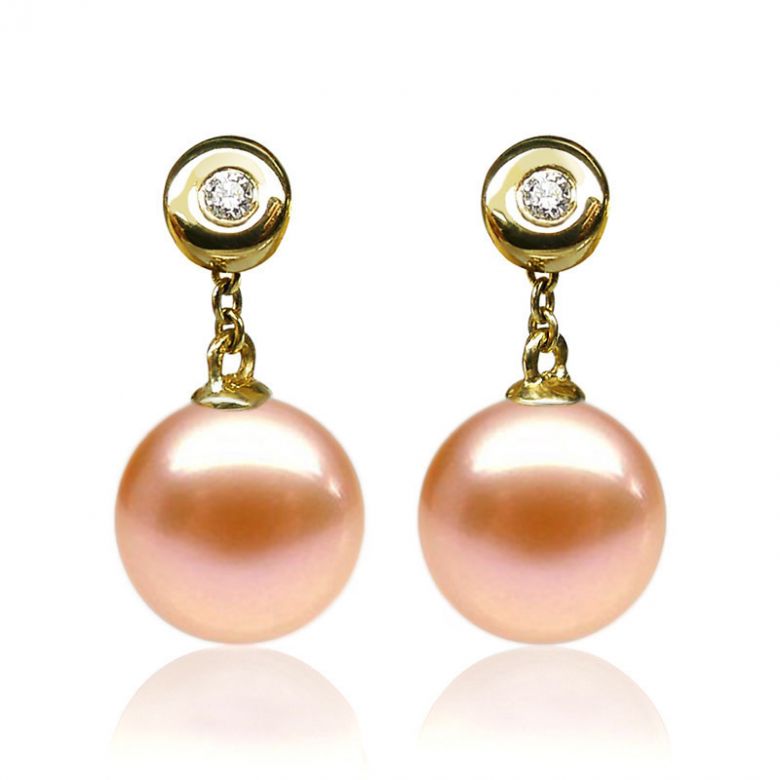 Orecchini Albrizzi Oro Giallo 18kt, Perla di Acqua Dolce Rosa 9/9.5mm - 1