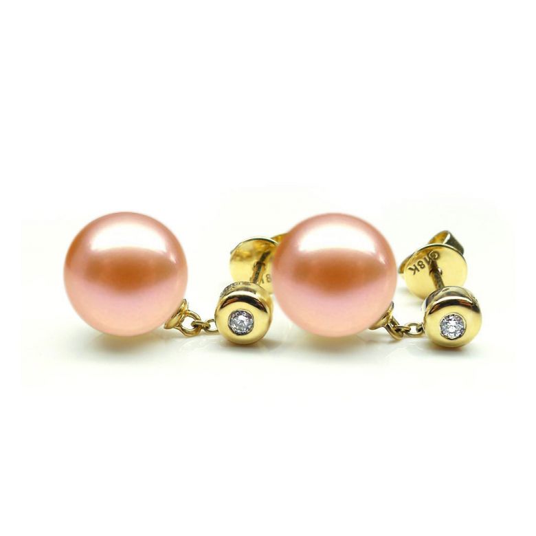 Orecchini Albrizzi Oro Giallo 18kt, Perla di Acqua Dolce Rosa 9/9.5mm - 2