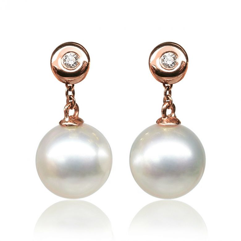 Orecchini Albrizzi Oro Rosa 18kt, Perla di Acqua Dolce Bianca 9/9.5mm - 1