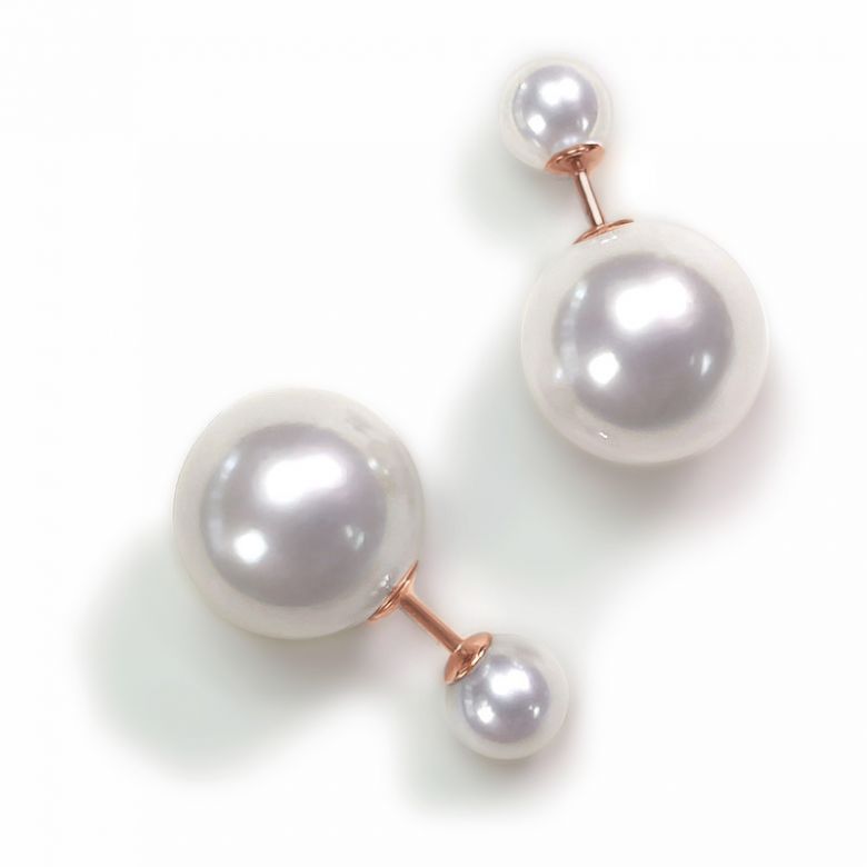 Orecchini A Lobo Pénélope - Perle Acqua Dolce Bianche, Oro Rosa 18kt - 3