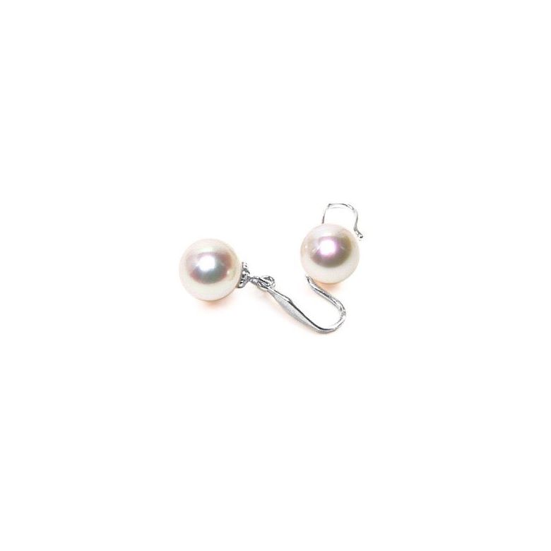 Orecchini Bibu - Perle Acqua Dolce Bianche, Gancetti Oro Bianco - 2