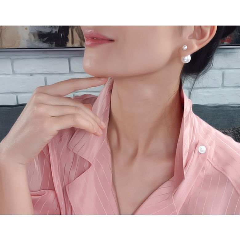 Orecchini A Lobo Pénélope - Perle Acqua Dolce Bianche, Oro Giallo 18kt - 4