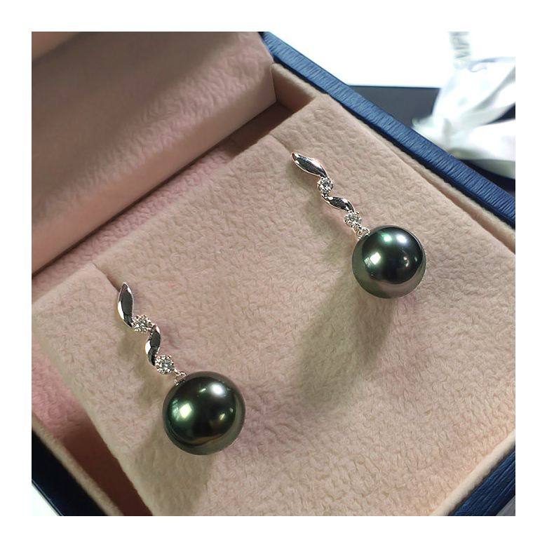 Orecchini Pendenti Curacao - Perle di Tahiti, Diamanti, Oro Rosa - 3