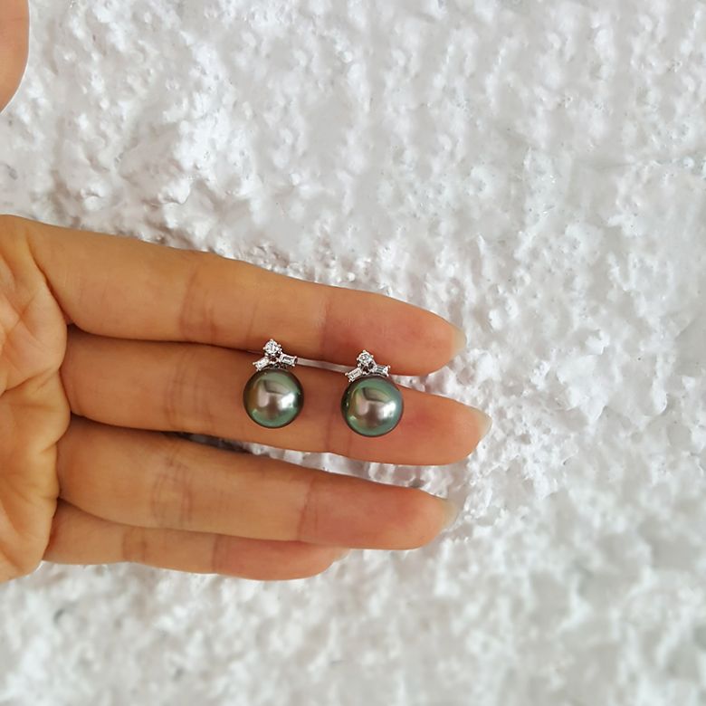 Orecchini Pendenti Tobago -  Oro Rosa, Diamanti & Perle di Tahiti - 1