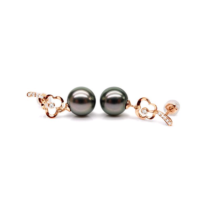 Orecchini Pendenti Ladislas - Perle di Tahiti, Oro Rosa - 3