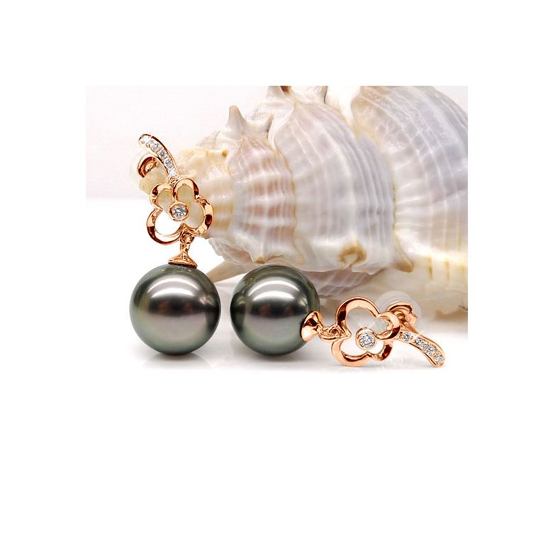 Orecchini Pendenti Ladislas - Perle di Tahiti, Oro Rosa - 4