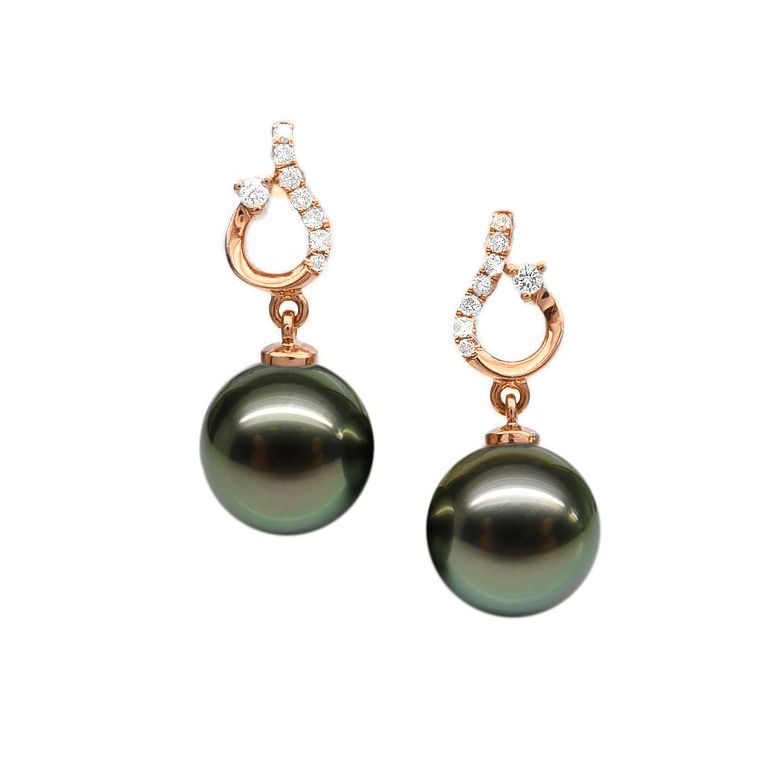 Orecchini Pendenti Maijor -  Oro Rosa, Diamanti & Perle di Tahiti - 1