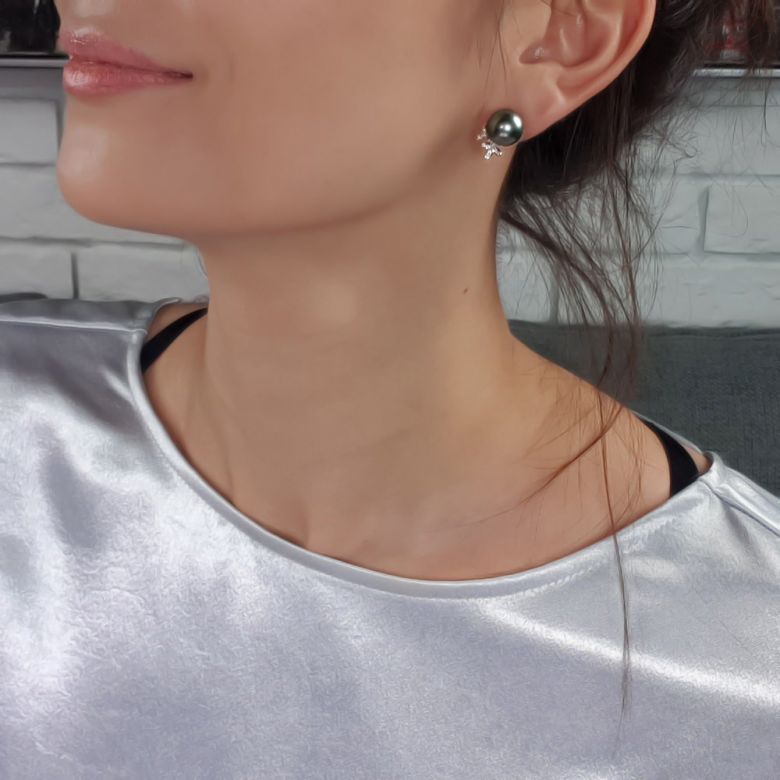 Orecchini A Lobo Anabella - Fiori Oro Rosa, Diamanti & Perle di Tahiti - 4