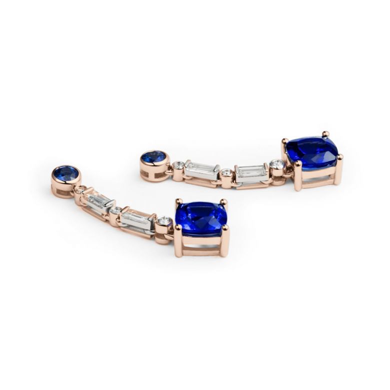 Orecchino Élisabeth Ière - Zaffiro, diamante & Oro rosa - 4