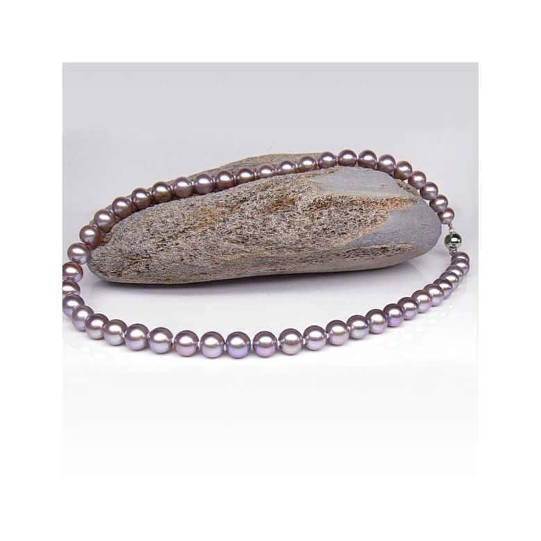 Collana Florida  - Perle d'Acqua Dolce Lavanda/Viola - 7.5/8mm, AAA oro bianco - 5