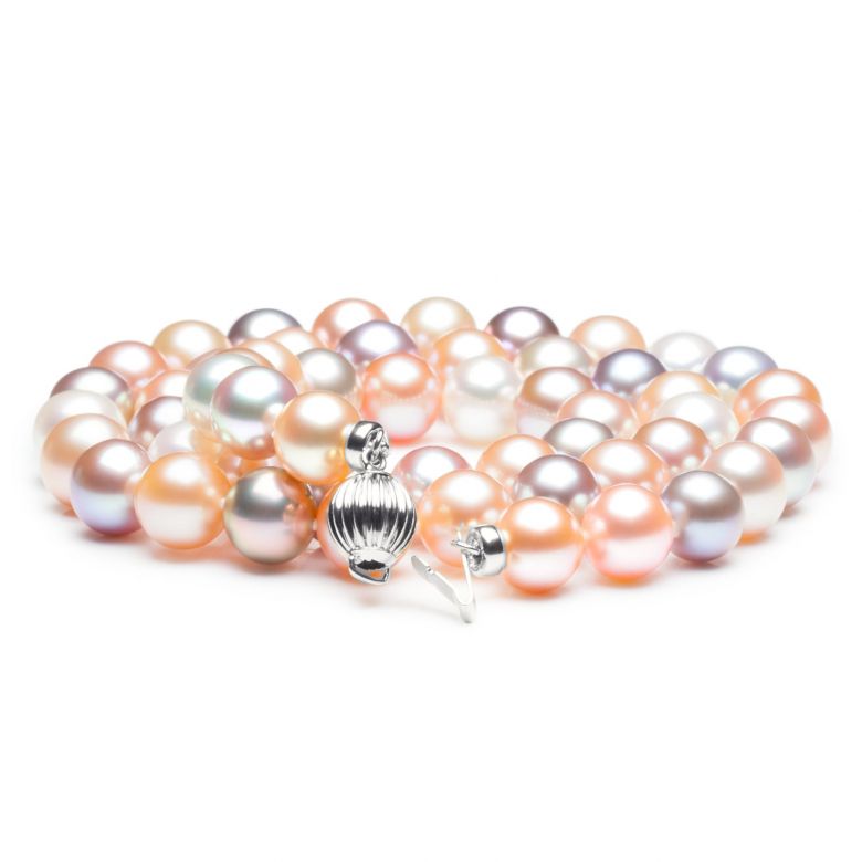 Collana Chorus  - Perle d'Acqua Dolce Miste - 7.5/8mm, AAA oro bianco - 2