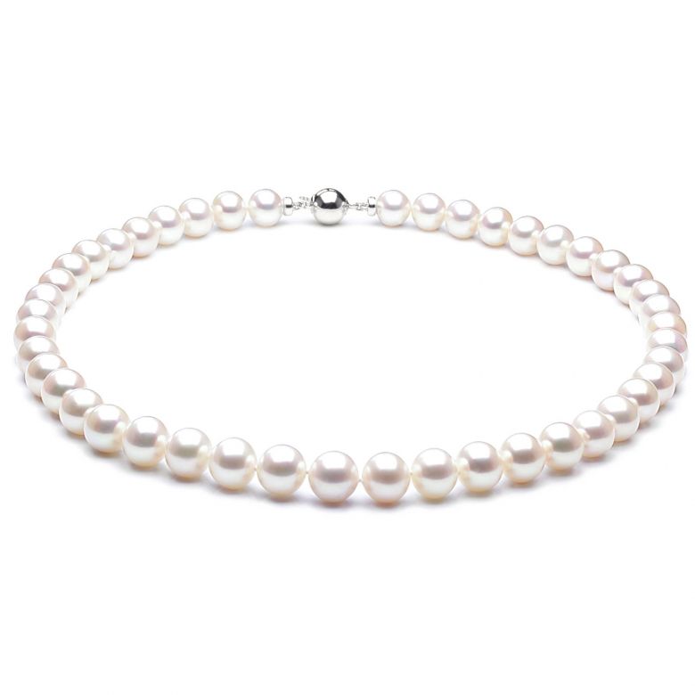Collana Apollo  - Perle d'Acqua Dolce Bianche - 8.5/9.5mm, AAA oro bianco - 3