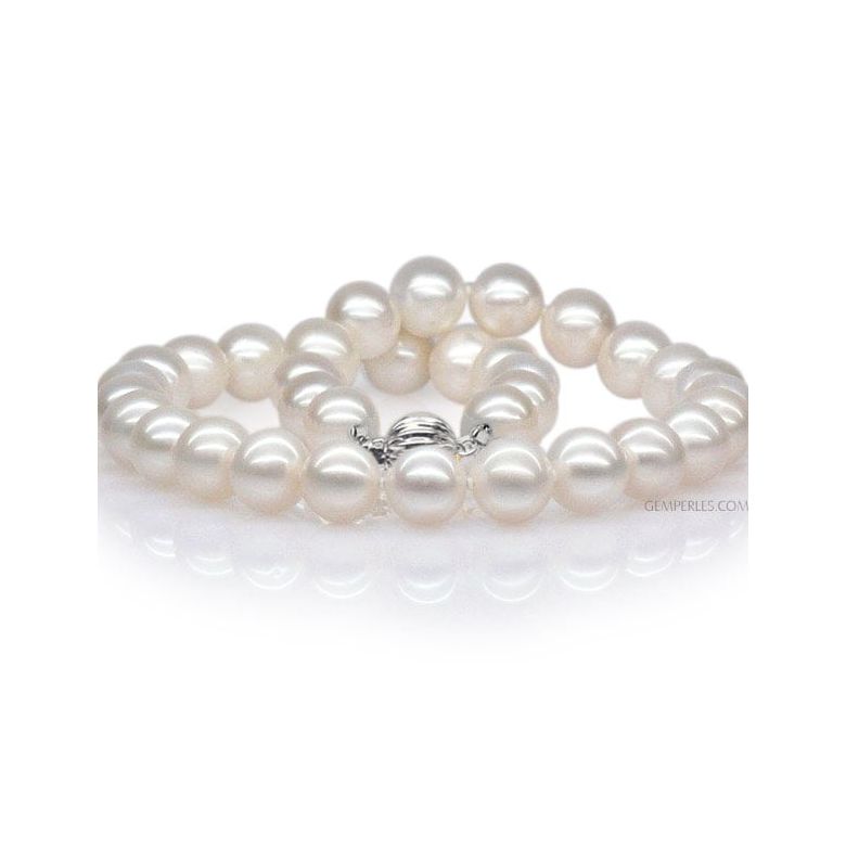 Collana Gloria - Grosse Perle d'Acqua Dolce Bianche - 10.5/11.5mm, AAA oro bianco - 1