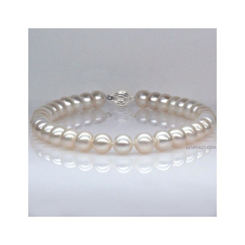 Collana Gloria - Grosse Perle d'Acqua Dolce Bianche - 10.5/11.5mm, AAA oro bianco - 2
