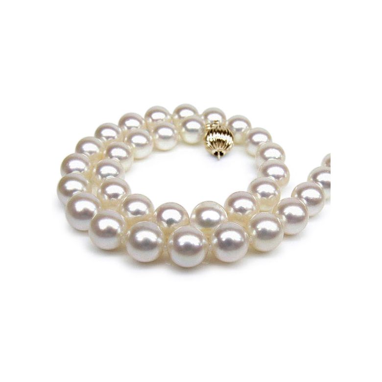 Collana Silo  - Perle d'Acqua Dolce Bianche - 8/8.5mm, AAA oro giallo - 5
