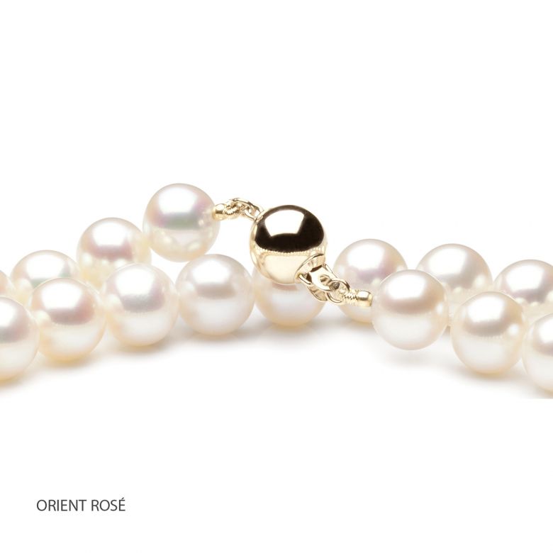 Collana Silo  - Perle d'Acqua Dolce Bianche - 8/8.5mm, AAA oro giallo - 7