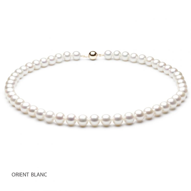Collana Silo  - Perle d'Acqua Dolce Bianche - 8/8.5mm, AAA oro giallo - 6