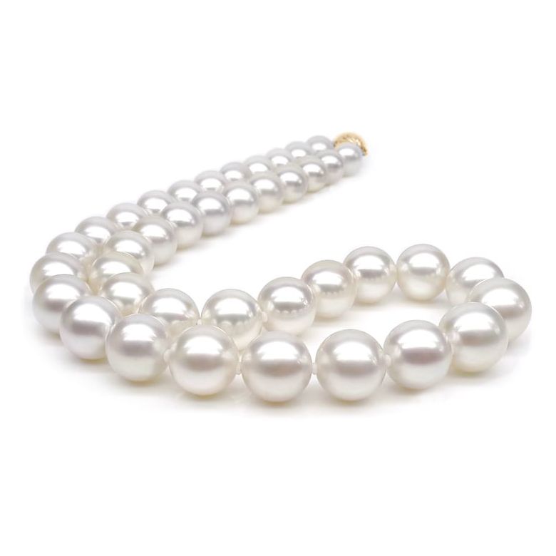 Collana Nautile  - Grosse Perle d'Acqua Dolce Bianche - 9.5/10.5mm, AAA oro giallo - 1