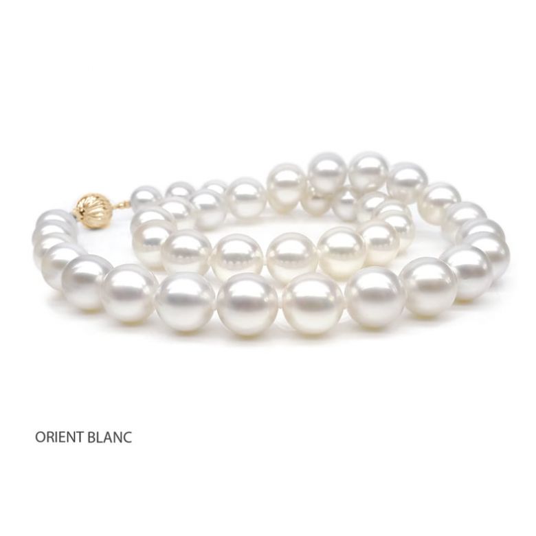 Collana Nautile  - Grosse Perle d'Acqua Dolce Bianche - 9.5/10.5mm, AAA oro giallo - 2