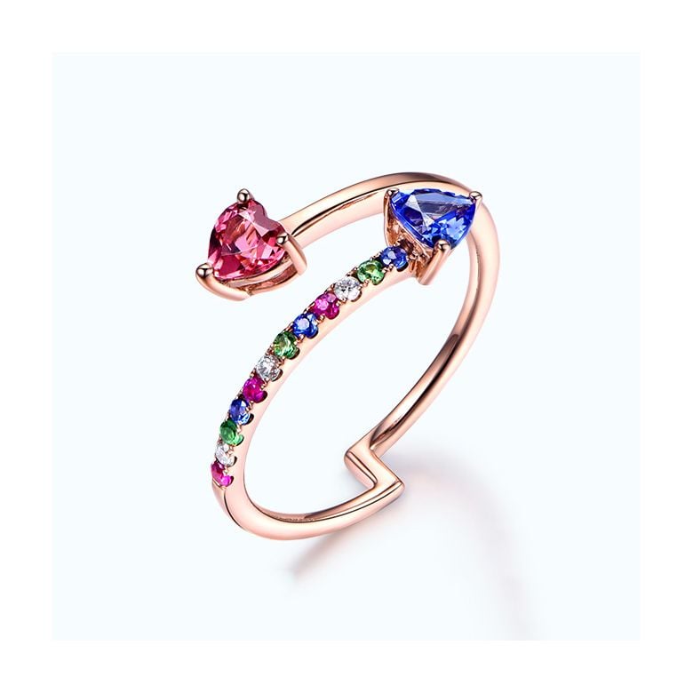Anello signaux inversés. Oro rosa, Zaffiri - 1