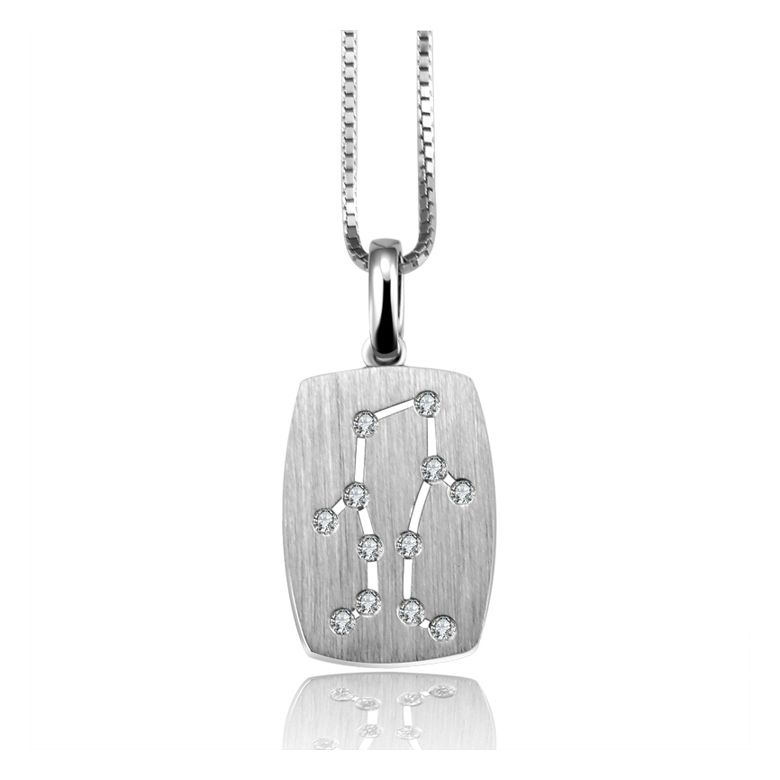 Ciondolo astrologico - Costellazione dei gemelli - Oro bianco, diamanti - 1