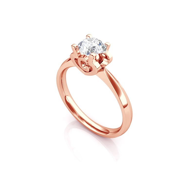 Anello Solitario Lettera Alfabeto G - Oro Rosa e Diamante | Gemperles - 2