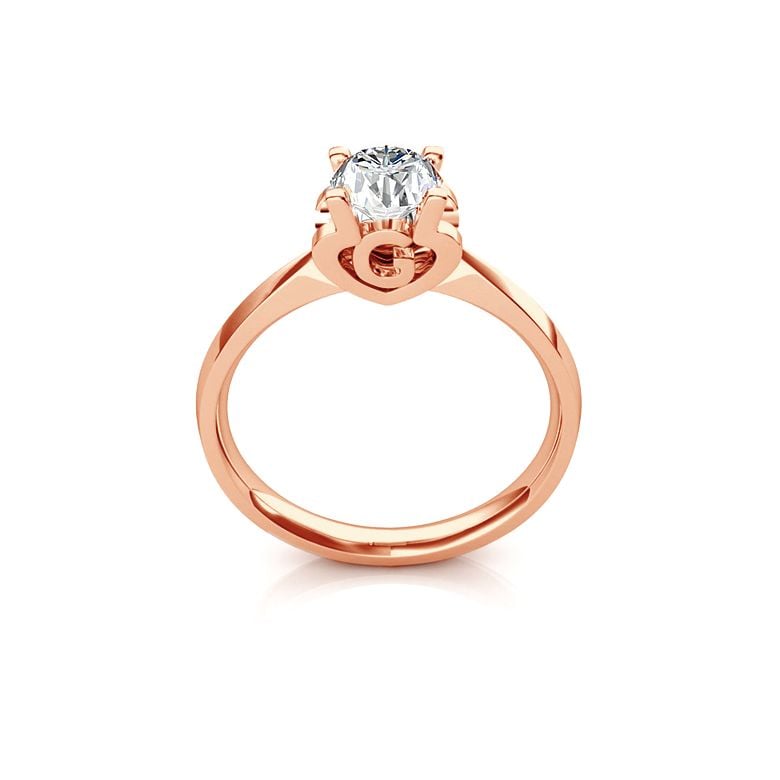 Anello Solitario Lettera Alfabeto G - Oro Rosa e Diamante | Gemperles - 1