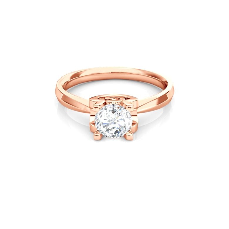 Anello Solitario Lettera Alfabeto G - Oro Rosa e Diamante | Gemperles - 3