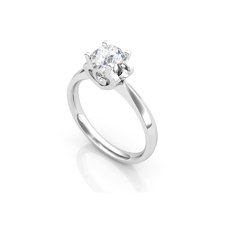 Anello Solitario Lettera Alfabeto G - Oro Bianco e Diamante | Gemperles - 2