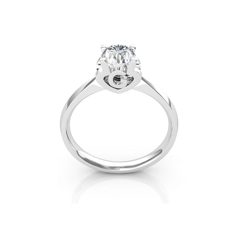 Anello Solitario Lettera Alfabeto G - Oro Bianco e Diamante | Gemperles - 1