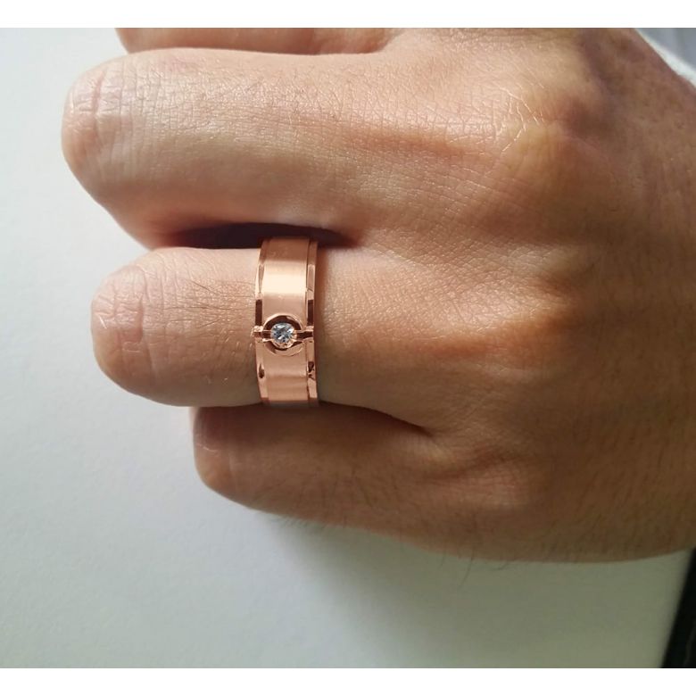 Anello Uomo in Oro rosa 18k e Diamante | Lorenzo - 5