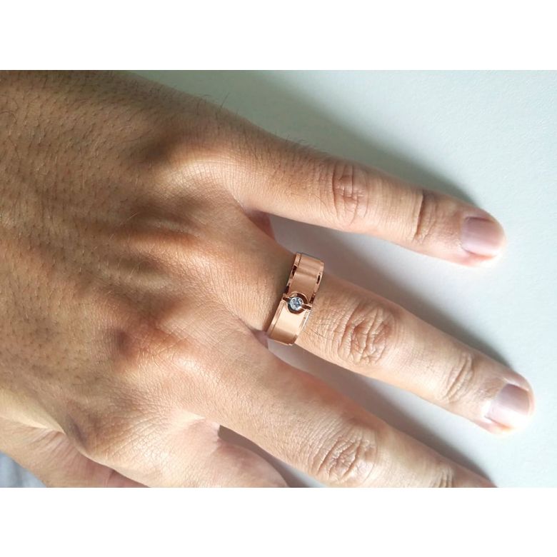Anello Uomo in Oro rosa 18k e Diamante | Lorenzo - 6