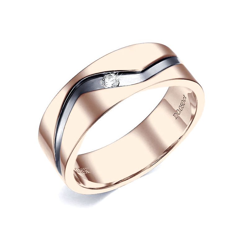 Anello uomo in oro rosa e diamante | Démétrius - 1