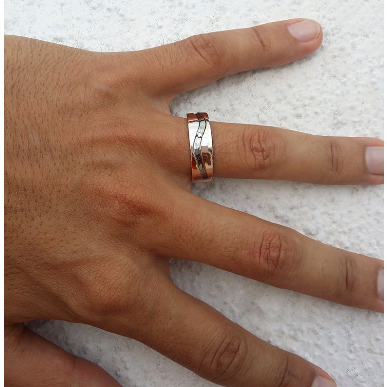 Anello uomo in oro rosa e diamante | Démétrius - 5