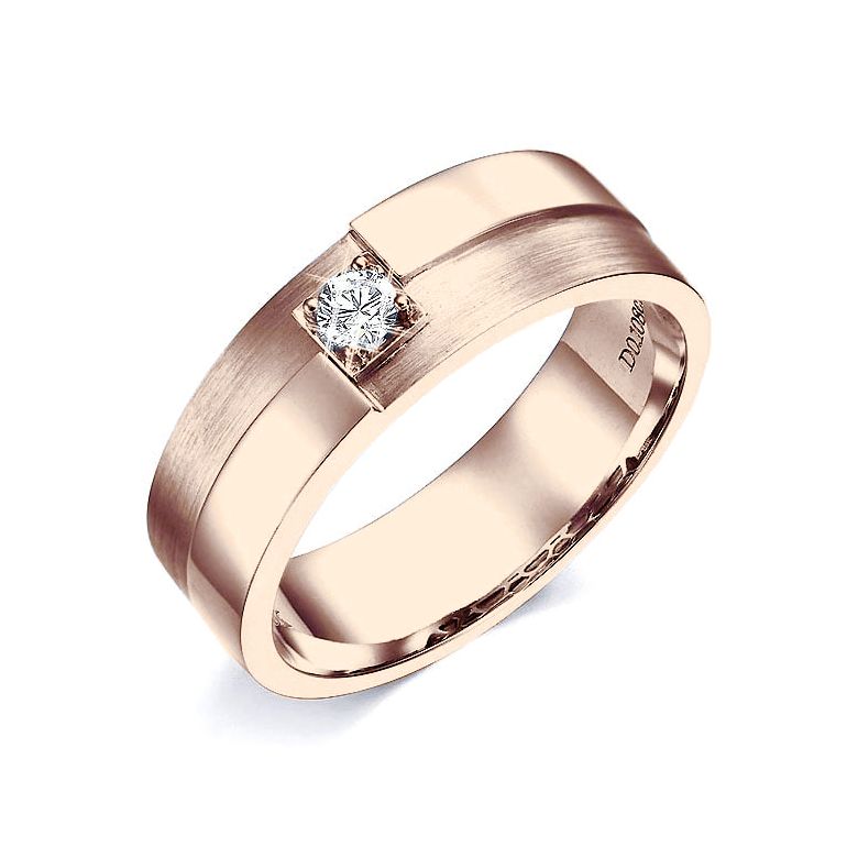 Anello Uomo - Oro rosa 6.90gr - Diamante 0.105ct - 1