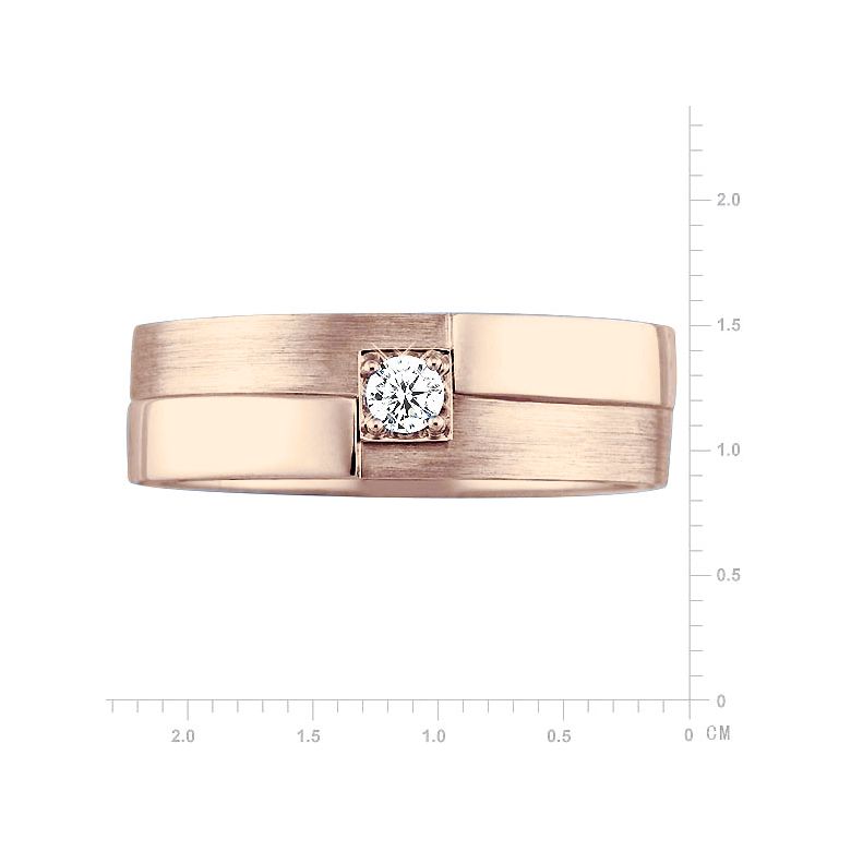 Anello Uomo - Oro rosa 6.90gr - Diamante 0.105ct - 2
