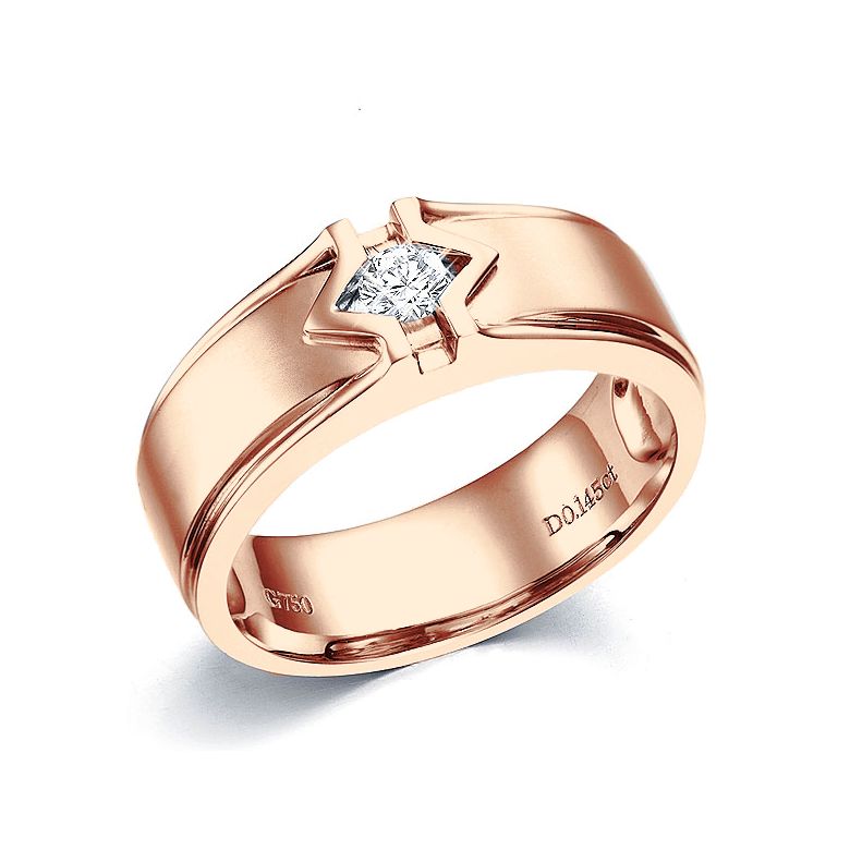 Anello Uomo in Oro rosa lucido/satinato & Diamante | Louis - 1