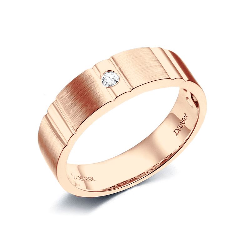 Anello Uomo con Diamante in Oro rosa Lucido & Spazzolato | Hamlet - 1