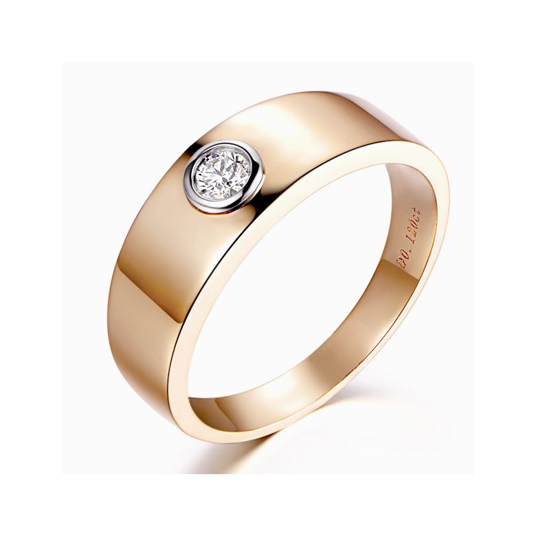 Anello per Uomo Leon - Oro Rosa & Bianco con Diamante Solitario | Gemperles - 1