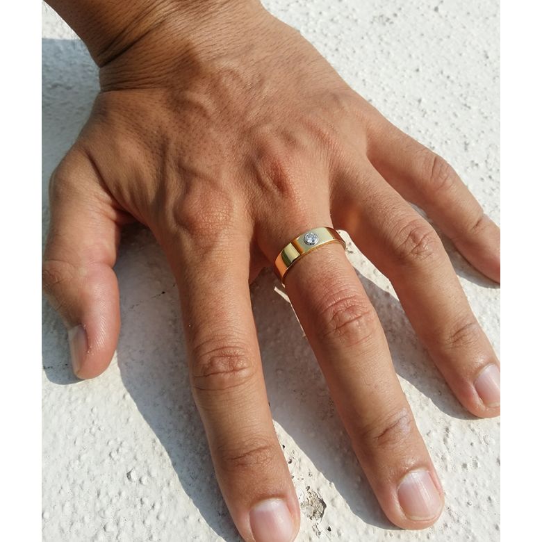 Anello per Uomo Leon - Oro Rosa & Bianco con Diamante Solitario | Gemperles - 2