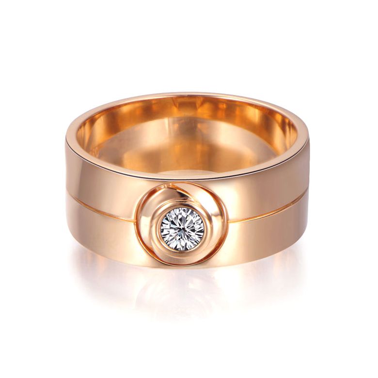 Anello da Uomo - Oro rosa 18 carati - Anello con diamante - 5